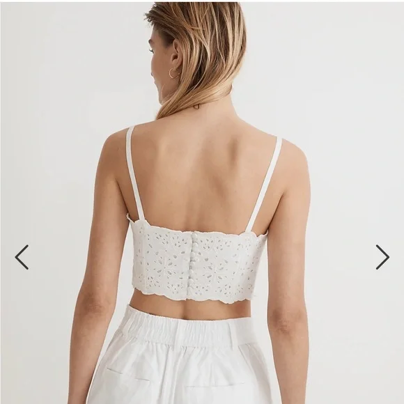 Madewell Eyelet Linen Blend Crop Tank Top NWT - Picture 2 of 5